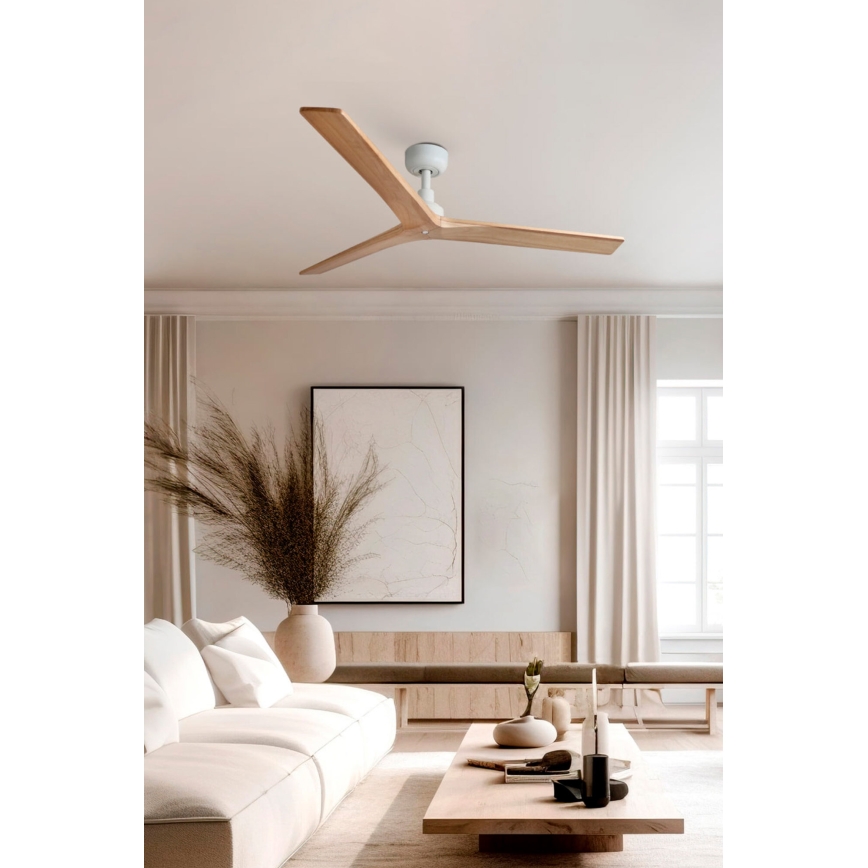 FARO 34280 - Ventoinha de teto KLIM M castanho/branco diâmetro 125 cm + comando
