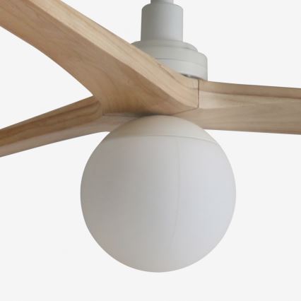 FARO 34280WT-11L - Ventoinha de teto KLIM M 1xE27/15W/230V madeira/branco diâmetro 125 cm Wi-Fi Tuya + comando