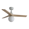 FARO 34281-11L - Ventoinha de teto KLIM S 1xE27/15W/230V madeira/branco diâmetro 92,5 cm + comando