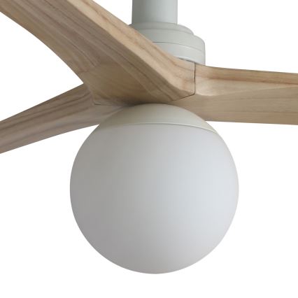 FARO 34281WT-11L - Ventoinha de teto KLIM S 1xE27/15W/230V madeira/branco diâmetro 92,5 cm Wi-Fi Tuya + comando