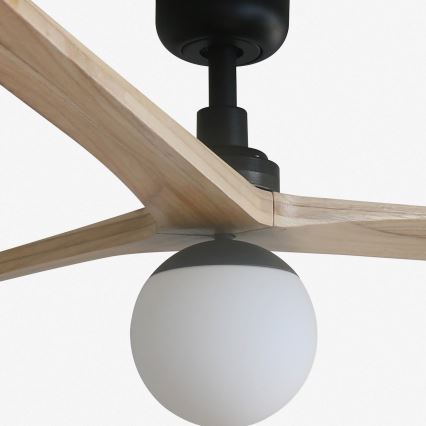 FARO 34282-11L - Ventoinha de teto KLIM L 1xE27/15W/230V madeira/preto diâmetro 150 cm + comando