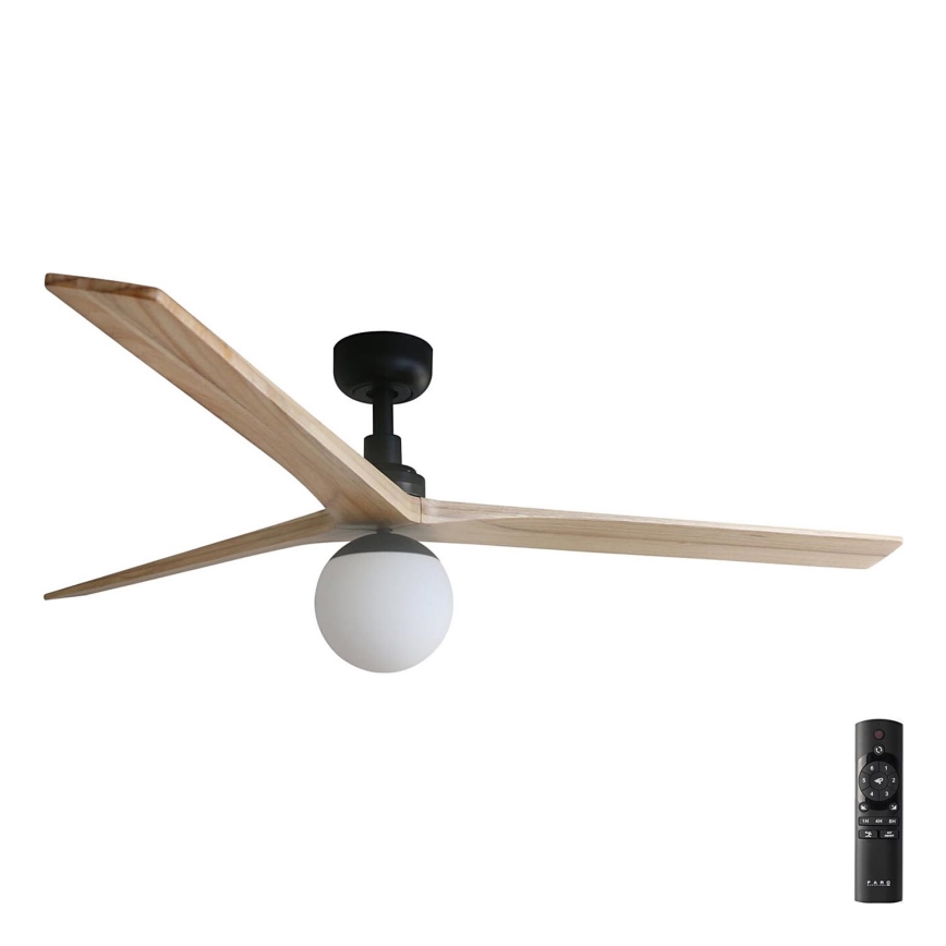FARO 34282-11L - Ventoinha de teto KLIM L 1xE27/15W/230V madeira/preto diâmetro 150 cm + comando