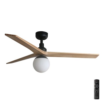 FARO 34283-11L - Ventoinha de teto KLIM M 1xE27/15W/230V madeira/preto diâmetro 125 cm + comando