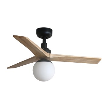 FARO 34284-11L - Ventoinha de teto KLIM S 1xE27/15W/230V madeira/preto diâmetro 92,5 cm + comando