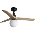 FARO 34284WT-11L - Ventilador de teto KLIM S 1xE27/15W/230V pinho/preto diâmetro 92,5 cm Wi-Fi Tuya + controlo remoto