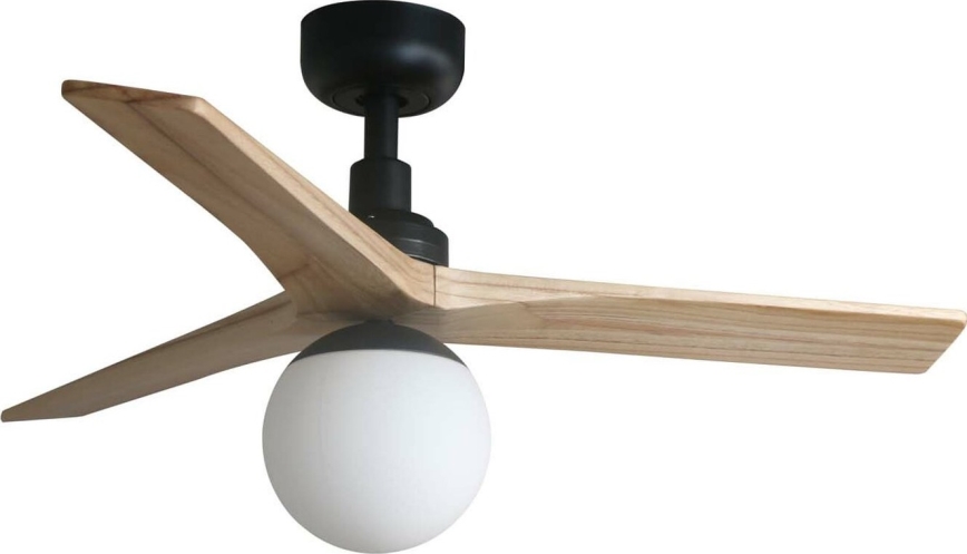 FARO 34284WT-11L - Ventoinha de teto KLIM S 1xE27/15W/230V pinho/preto diâmetro 92,5 cm Wi-Fi Tuya + comando