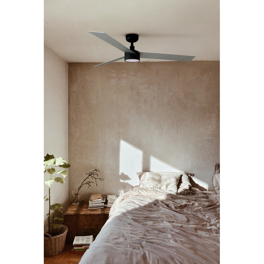 FARO 34286-1TW - Ventoinha de teto LED com regulação CRUISER L LED/18W/230V 2700/4000/6500K diâmetro 132 cm preto/cinzento + comando