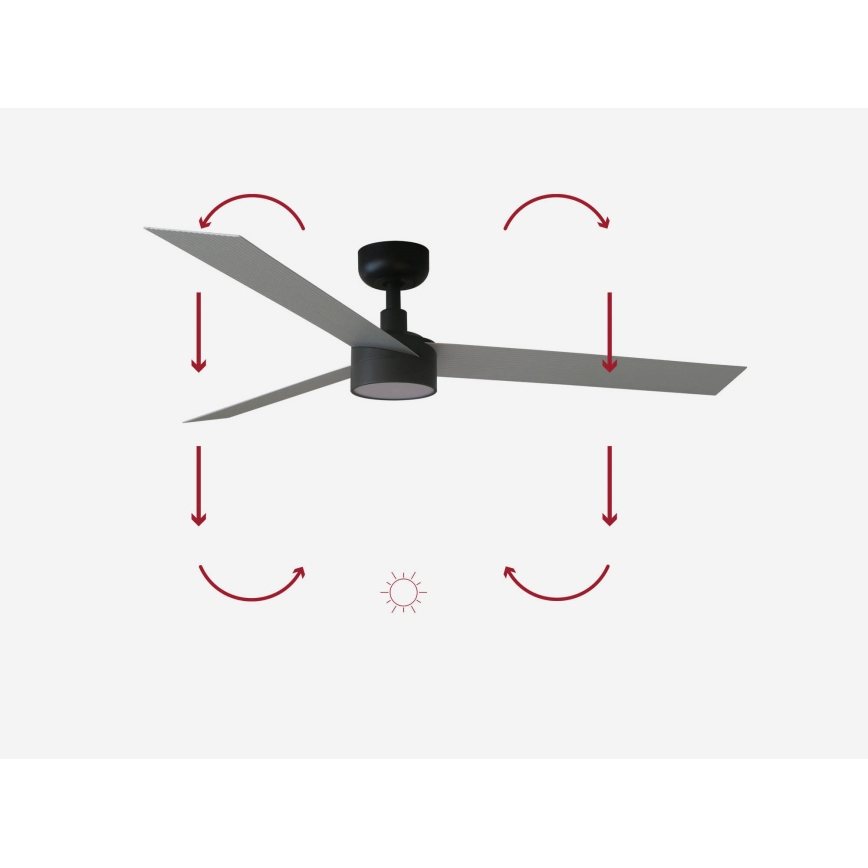 FARO 34286-1TW - Ventoinha de teto LED com regulação CRUISER L LED/18W/230V 2700/4000/6500K diâmetro 132 cm preto/cinzento + comando