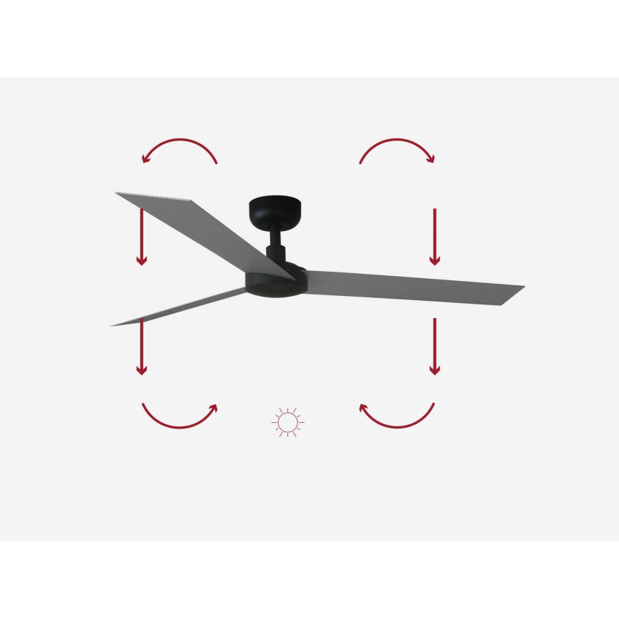 FARO 34286 - Ventoinha de teto CRUISER L preto diâmetro 132 cm + comando