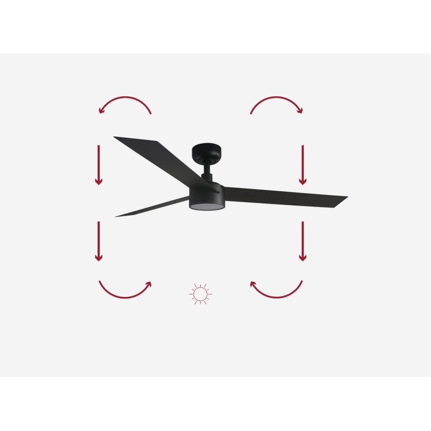 FARO 34291-1TW - Ventoinha de teto LED com regulação CRUISER LED/20W/230V 2700/4000/6500K diâmetro 132 cm preto + comando