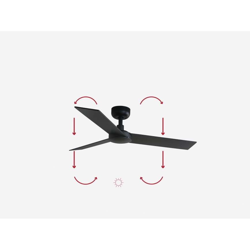 FARO 34296WP - Ventoinha de teto RUDDER S preto diâmetro 106 cm SMART + comando
