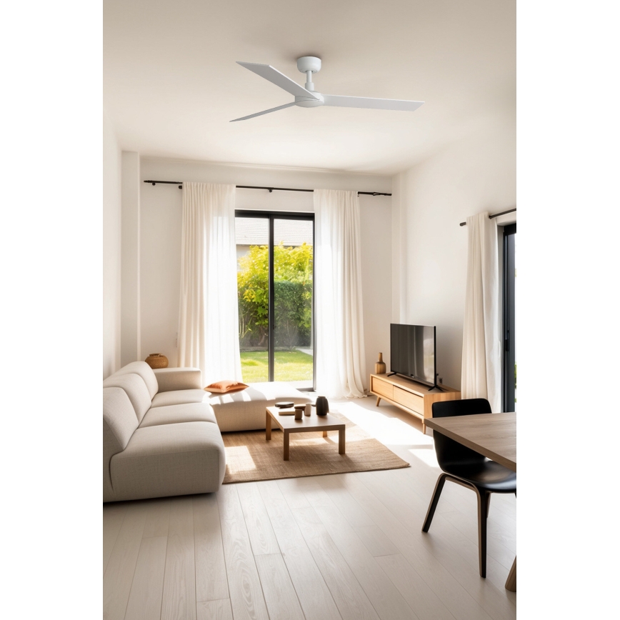 FARO 34297WT - Ventoinha de teto RUDDER L branco/bege diâmetro 132 cm Wi-Fi Tuya + comando