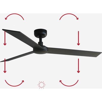 FARO 34298WP - Ventoinha de teto RUDDER L preto diâmetro 132 cm SMART + comando