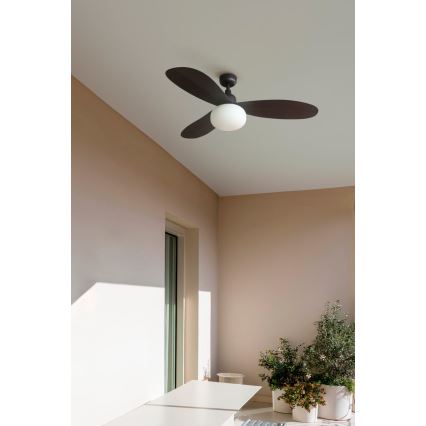 FARO 34301-11L - Ventoinha de teto PALMA 1xE27/15W/230V castanho diâmetro 129 cm IP44 + comando