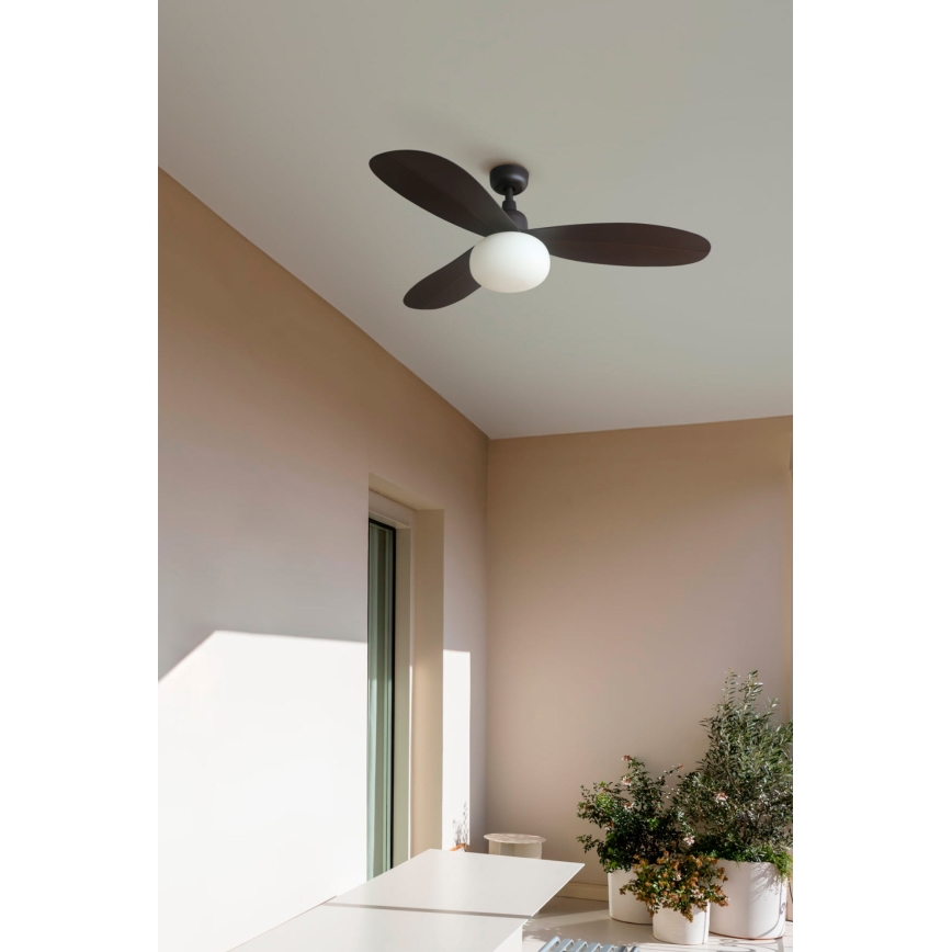 FARO 34301-11L - Ventoinha de teto PALMA 1xE27/15W/230V castanho diâmetro 129 cm IP44 + comando
