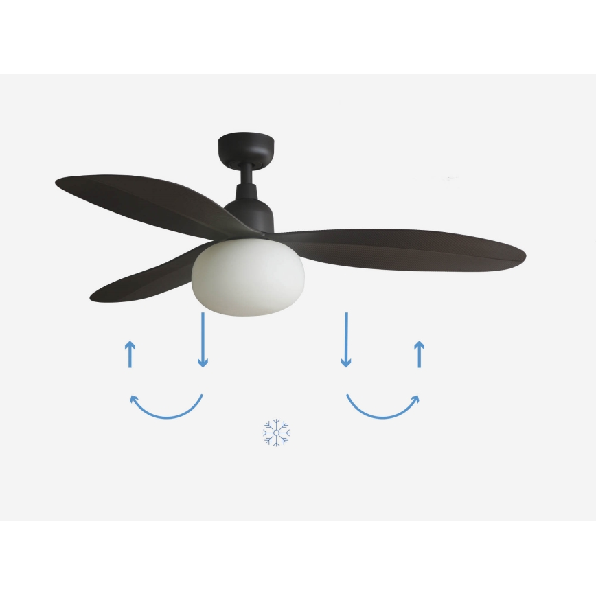 FARO 34301-11L - Ventoinha de teto PALMA 1xE27/15W/230V castanho diâmetro 129 cm IP44 + comando