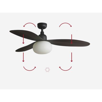 FARO 34301-11L - Ventoinha de teto PALMA 1xE27/15W/230V castanho diâmetro 129 cm IP44 + comando