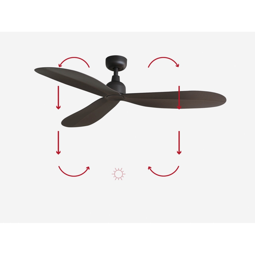 FARO 34301 - Ventoinha de teto PALMA castanho diâmetro 129 cm IP44 + comando