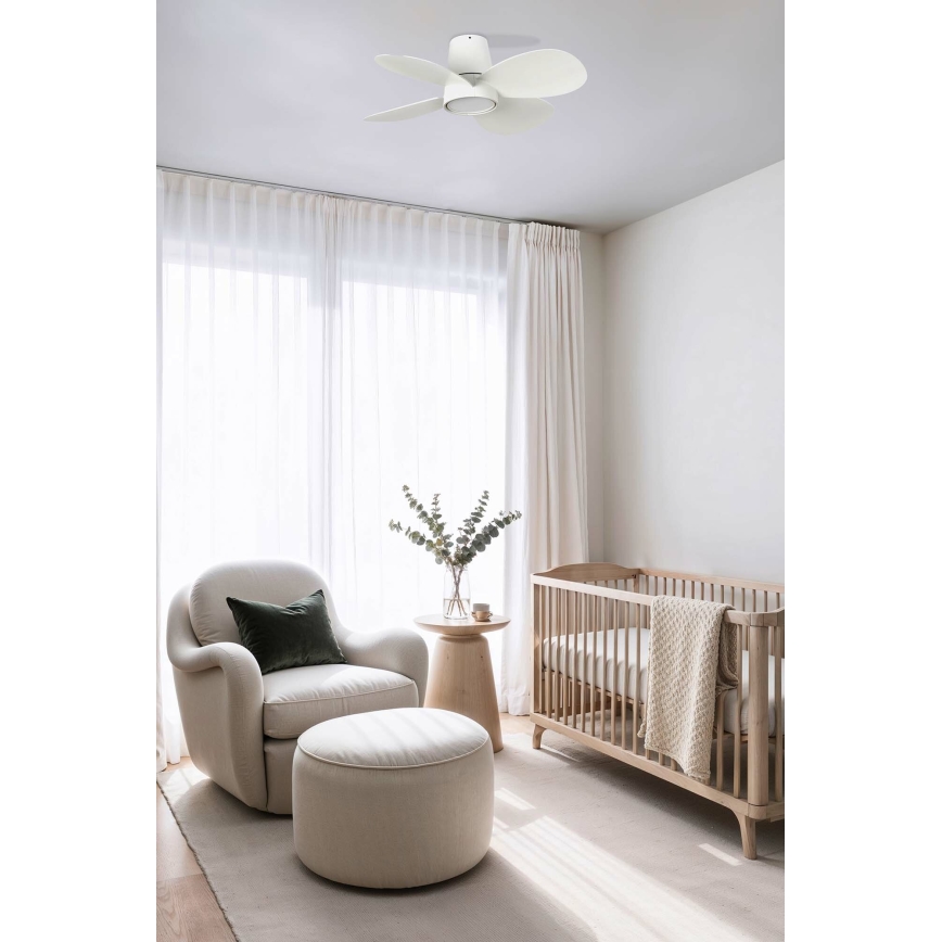 FARO 34315 - Ventoinha de teto LED com regulação KLOVER S LED/20W/230V 2700/4000/6500K branco diâmetro 80 cm + comando