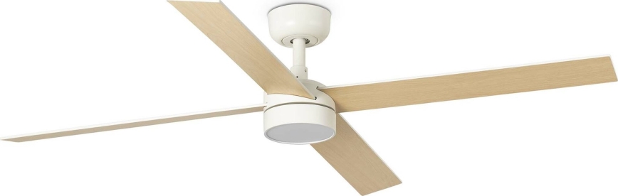 FARO 34355WT-1TW - Ventoinha de teto LED com regulação RUDDER L LED/18W/230V 2700/4350/6000K branco/bege diâmetro 132 cm Wi-Fi Tuya + comando