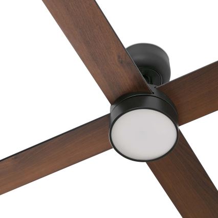 FARO 34356WT-1TW - Ventoinha de teto LED com regulação RUDDER L LED/18W/230V 2700/4350/6000K castanho/preto diâmetro 132 cm Wi-Fi Tuya + comando