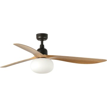 FARO 34360WT-11L - Ventoinha de teto OUTWOOD L 1xE27/15W/230V castanho/preto diâmetro 150 cm Wi-Fi Tuya IP44 + comando