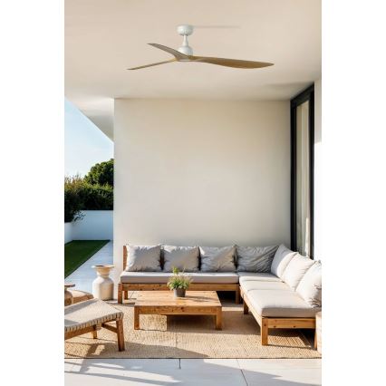 FARO 34361 - Ventoinha de teto OUTWOOD L castanho/branco diâmetro 150 cm IP44 + comando