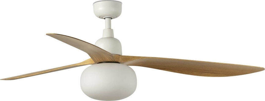 FARO 34361WT-11L - Ventoinha de teto OUTWOOD L 1xE27/15W/230V castanho/branco diâmetro 150 cm Wi-Fi Tuya IP44 + comando