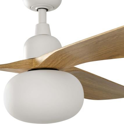 FARO 34361WT-11L - Ventoinha de teto OUTWOOD L 1xE27/15W/230V castanho/branco diâmetro 150 cm Wi-Fi Tuya IP44 + comando