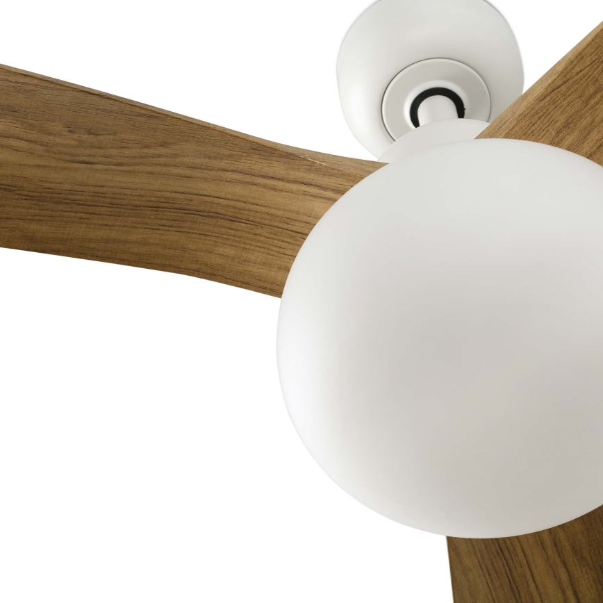 FARO 34361WT-11L - Ventoinha de teto OUTWOOD L 1xE27/15W/230V castanho/branco diâmetro 150 cm Wi-Fi Tuya IP44 + comando