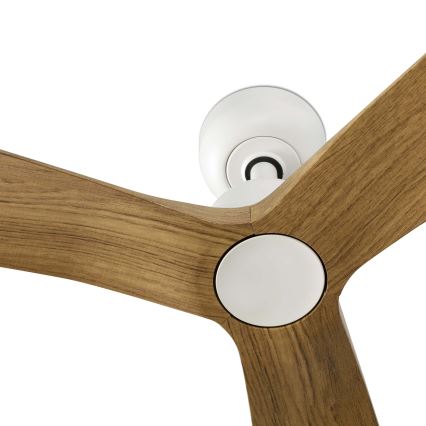FARO 34361WT - Ventoinha de teto OUTWOOD L castanho/branco diâmetro 150 cm Wi-Fi Tuya IP44 + comando