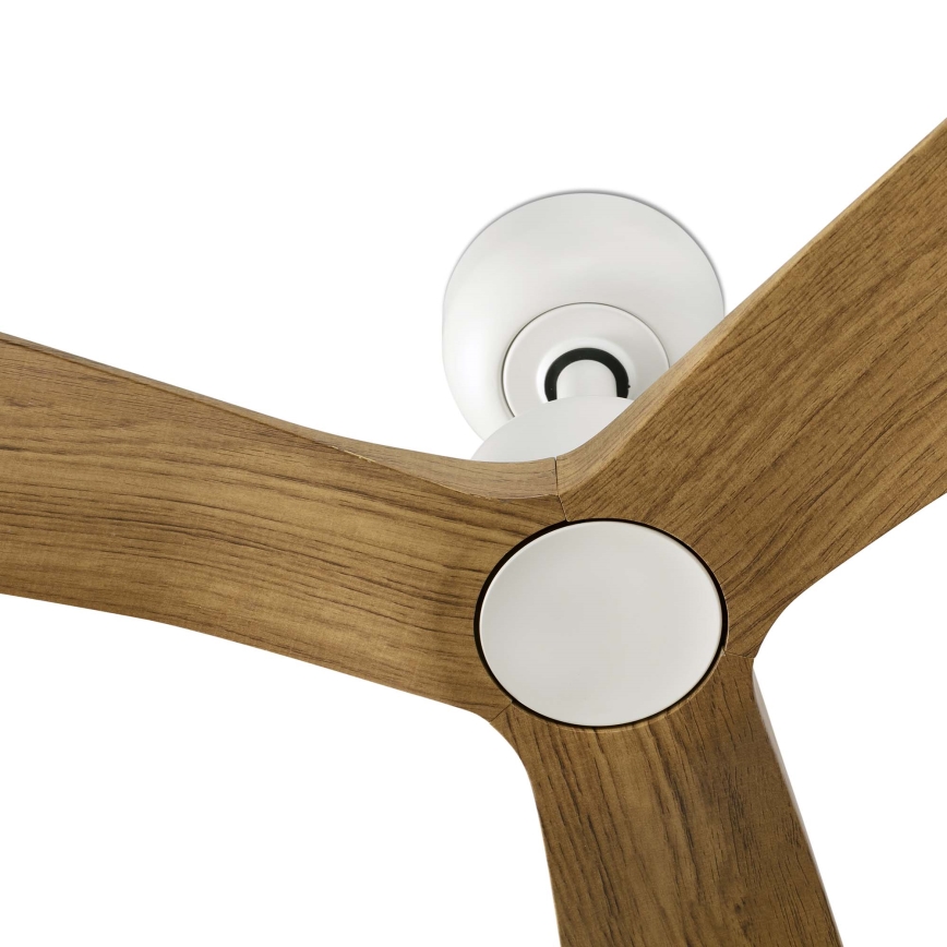 FARO 34361WT - Ventoinha de teto OUTWOOD L castanho/branco diâmetro 150 cm Wi-Fi Tuya IP44 + comando