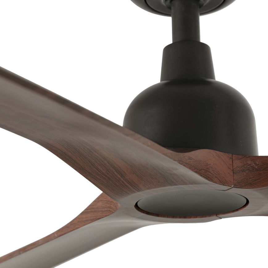 FARO 34362WT - Ventilador de tecto OUTWOOD L, castanho/preto, diâmetro 150 cm, Wi‑Fi Tuya, IP44 + comando à distância