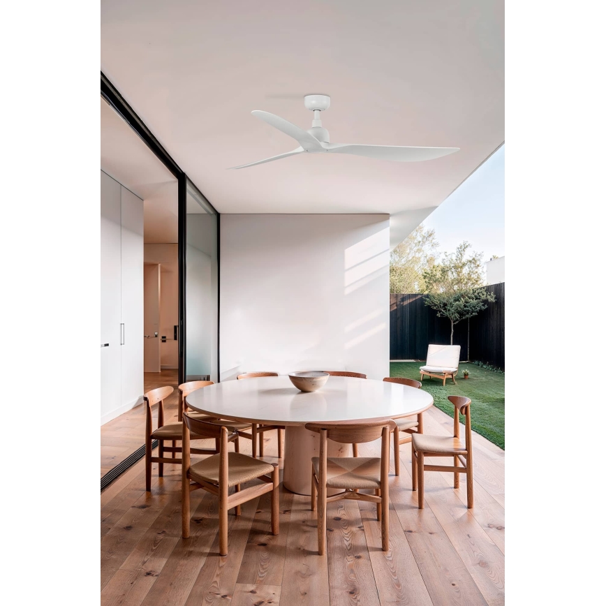 FARO 34363 - Ventoinha de teto OUTWOOD L branco diâmetro 150 cm IP44 + comando