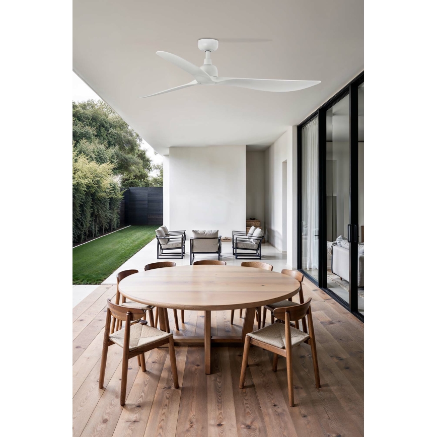 FARO 34363WT - Ventoinha de teto OUTWOOD L branco diâmetro 150 cm Wi-Fi Tuya IP44 + comando
