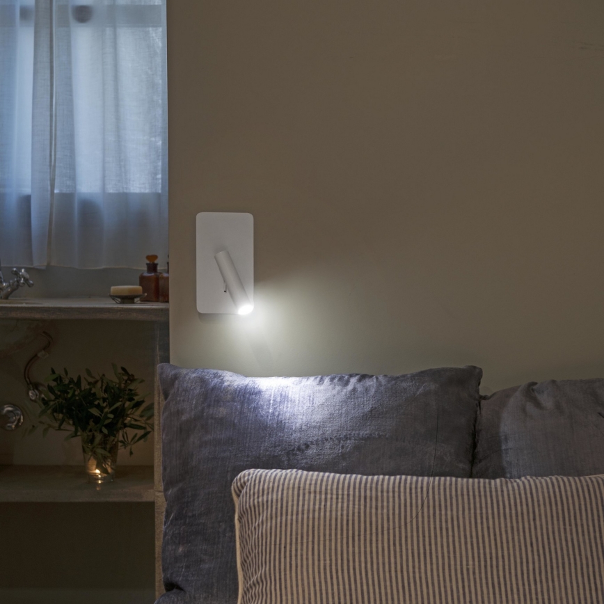 FARO 62117 - Foco de parede LED SUAU LED/3W/230V USB branco