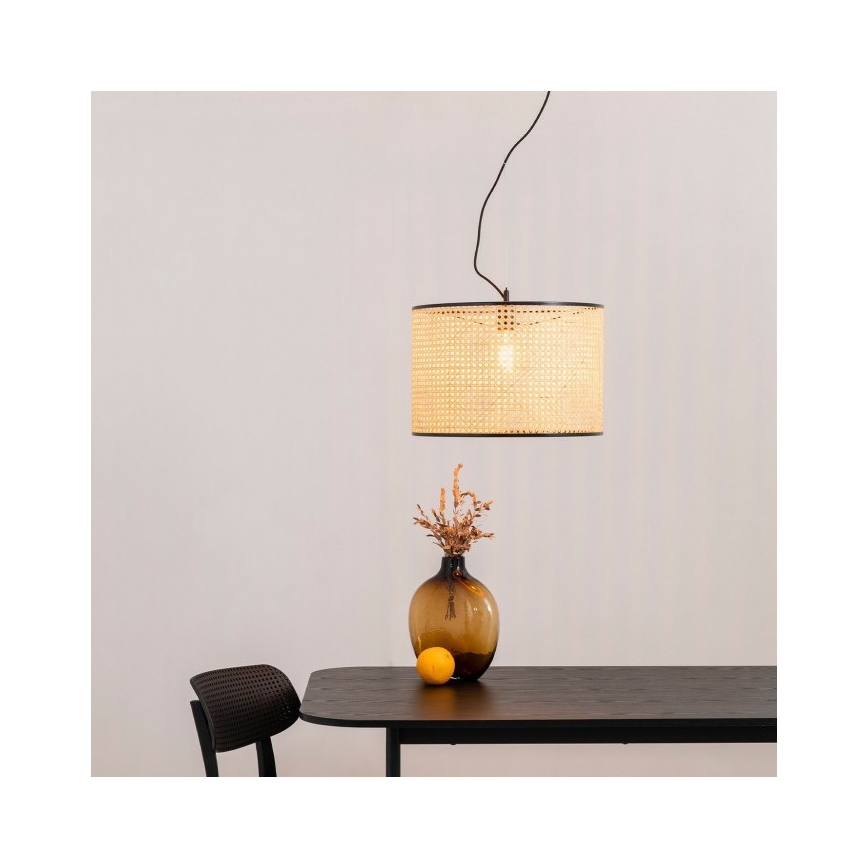 FARO 64314-48 - Candelabro suspenso MAMBO 1xE27/15W/230V vime/preto