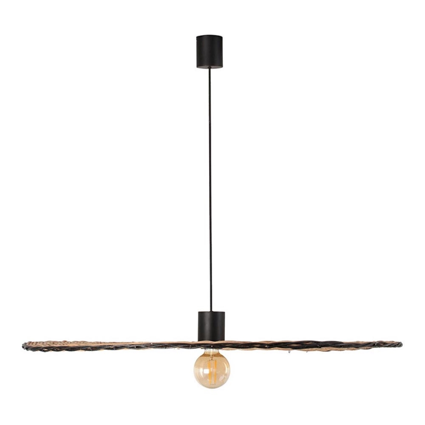 FARO 68590-70 - Candelabro suspenso COSTAS 1xE27/15W/230V d. 100 cm preto/vime
