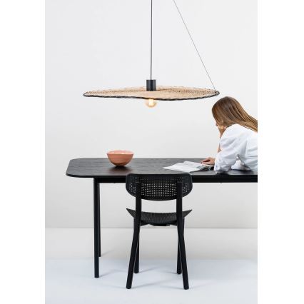 FARO 68590-70 - Candelabro suspenso COSTAS 1xE27/15W/230V d. 100 cm preto/vime