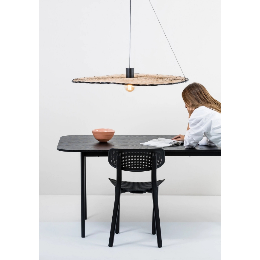 FARO 68590-70 - Candelabro suspenso COSTAS 1xE27/15W/230V d. 100 cm preto/vime