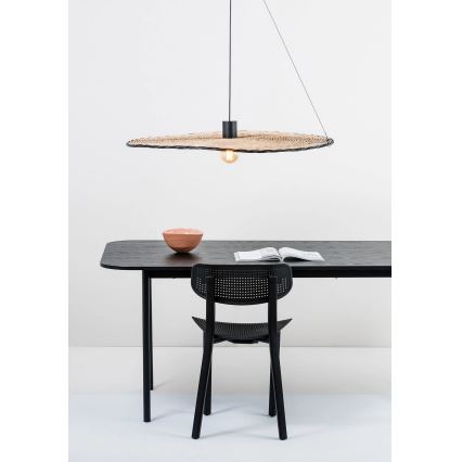 FARO 68590-70 - Candelabro suspenso COSTAS 1xE27/15W/230V d. 100 cm preto/vime