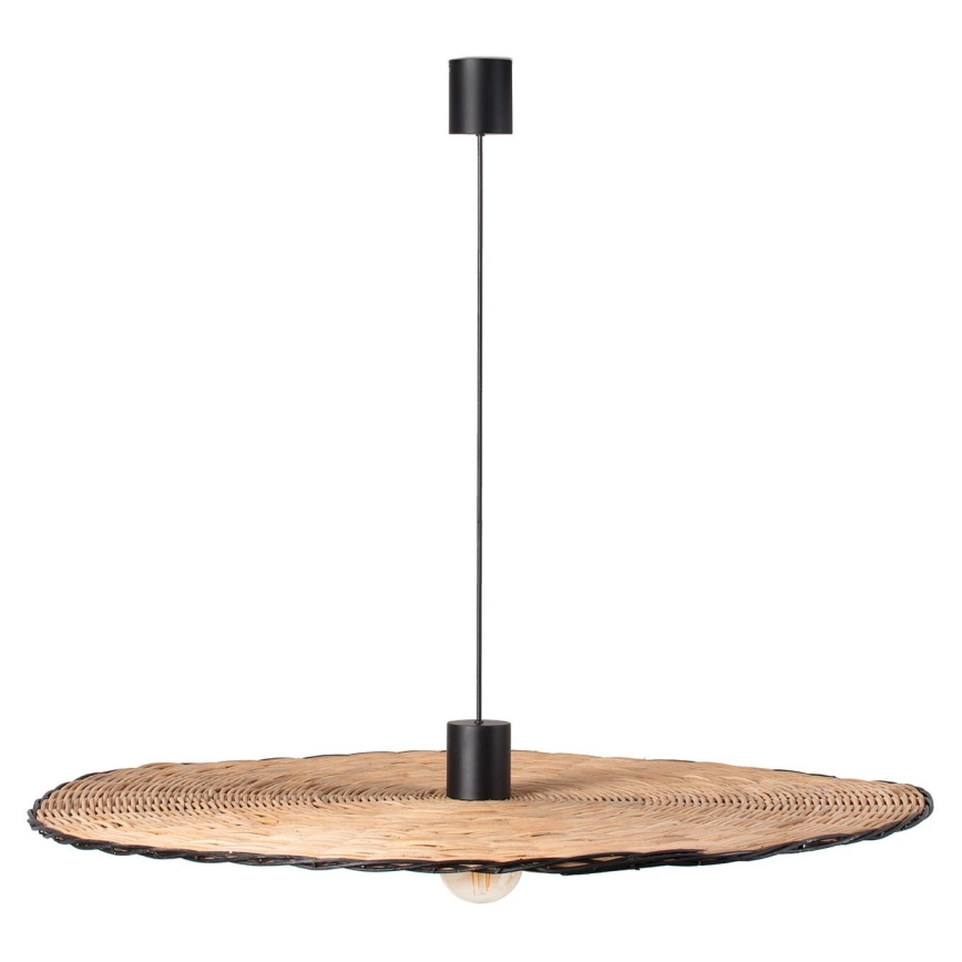 FARO 68590-70 - Candelabro suspenso COSTAS 1xE27/15W/230V d. 100 cm preto/vime