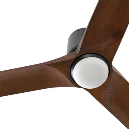 FARO 33839WT-1TW - Ventilador de teto LED regulável HEYWOOD TUB L LED/10W/230V 2700/4000/6000K pinho/preto diâmetro 132 cm Wi-Fi Tuya + controlo remoto