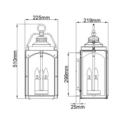 Feiss - Iluminação de parede exterior RANDHURST 3xE14/40W/230V IP44