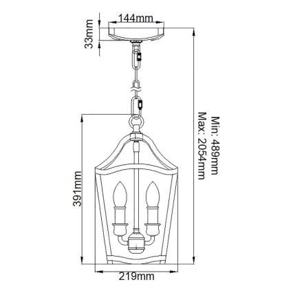 Feiss - Candeeiro suspenso YARMOUTH 3xE14/60W/230V