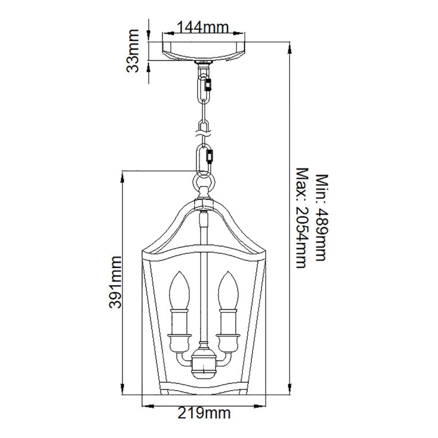 Feiss - Candeeiro suspenso YARMOUTH 3xE14/60W/230V