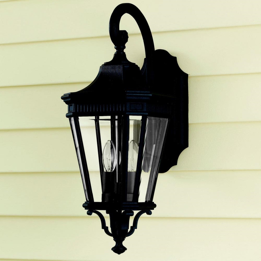 Feiss - Iluminação de parede exterior COTSWOLD LANE 2xE14/60W/230V IP44 preto