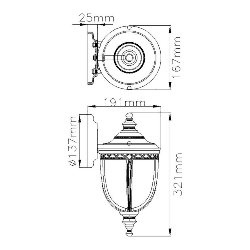 Feiss - Iluminação de parede exterior ENGLISH BRIDLE 1xE27/60W/230V IP44