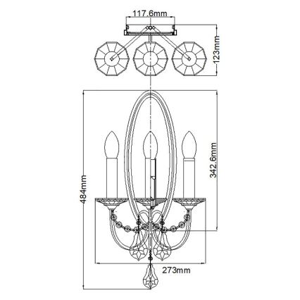 Feiss - Iluminação de parede VALENTINA 3xE14/60W/230V latão