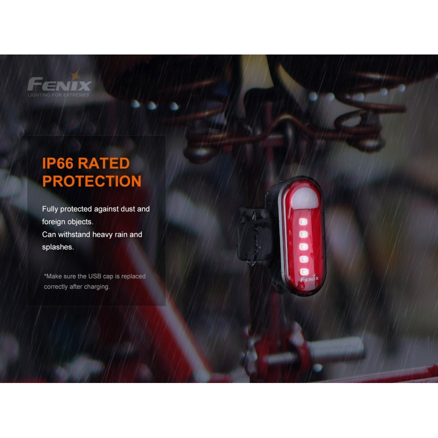 Fenix BC05RV20 - Lanterna LED recarregável de bicicleta LED/USB IP66 15 lm 120 hrs